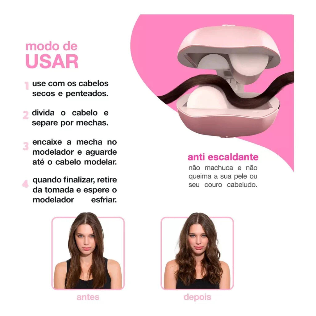 Modelador de Cabelo Gatinho Portátil Zaya – Ondas Perfeitas em Minutos